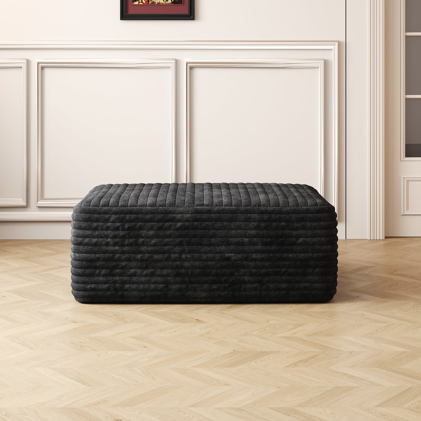 Sofa ottoman ,No Assembly Required,Black(Plush Corduroy Fabric) - 1st Choice Furniture Direct