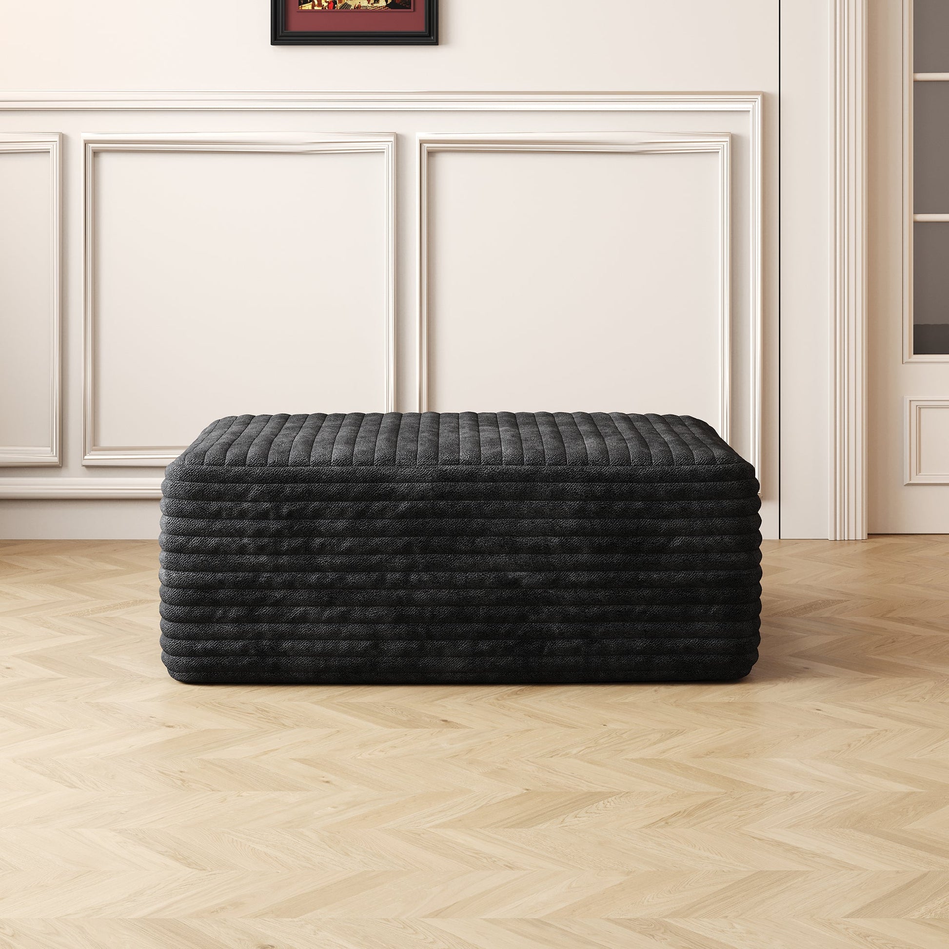 Sofa ottoman ,No Assembly Required,Black(Plush Corduroy Fabric) - 1st Choice Furniture Direct