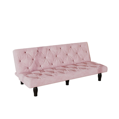 Sofa to Sofa Bed Transformation: 66' Pink Velvet Sofa Bed, Ideal for Family Living Rooms, Apartments & Bedrooms - 1st Choice Furniture Direct