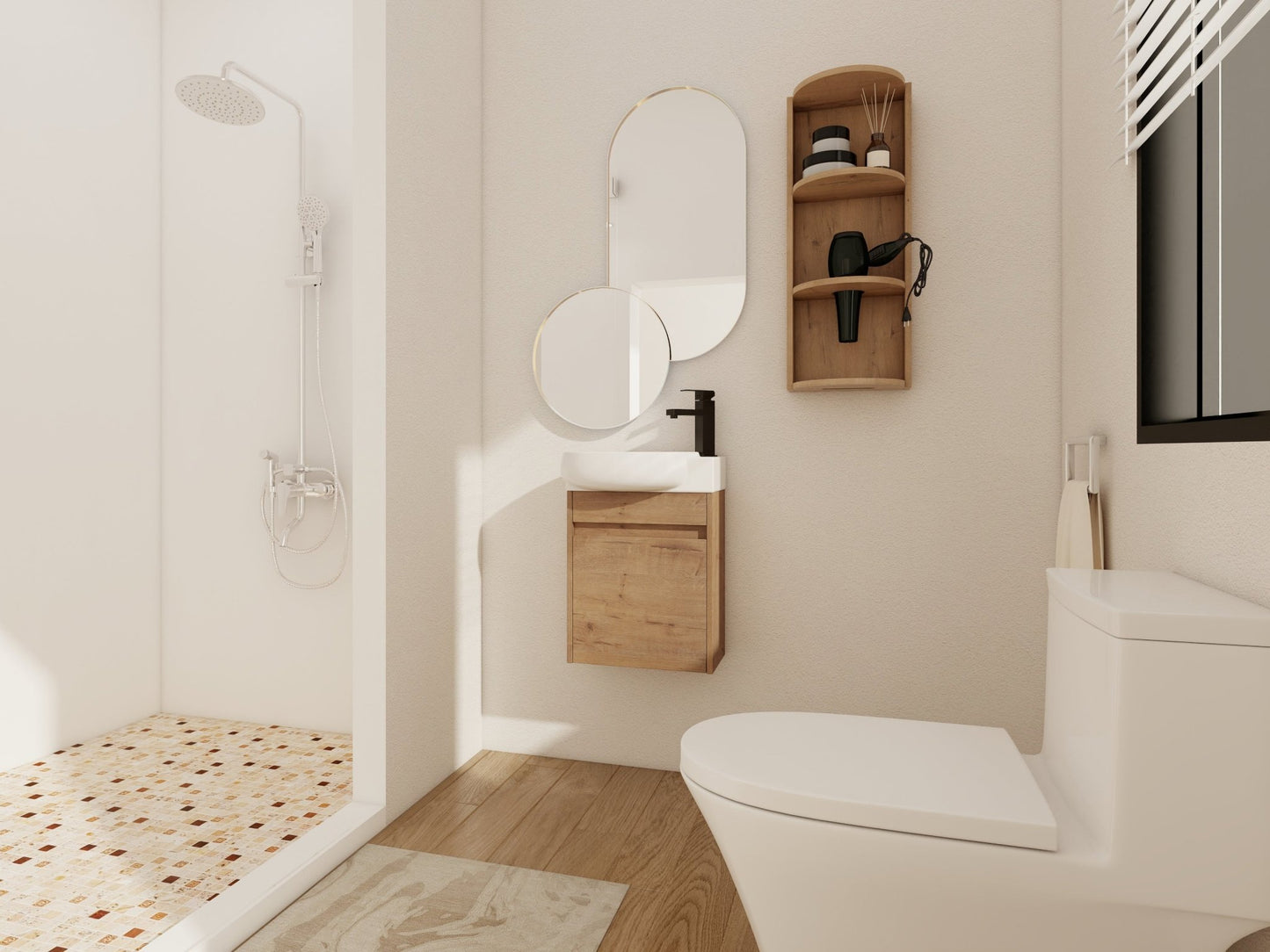 Soft Close Doors Bathroom Vanity With Sink and Storage Rack,16 Inch For Small Bathroom - 1st Choice Furniture Direct