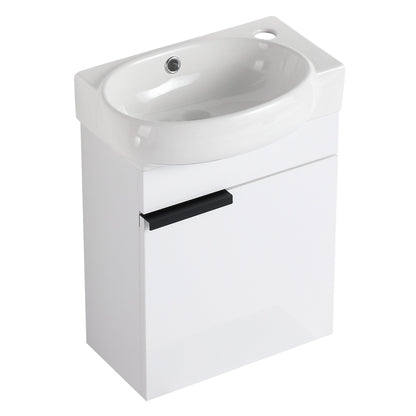 Soft Close Doors Bathroom Vanity With Sink and Storage Rack,16 Inch For Small Bathroom - 1st Choice Furniture Direct