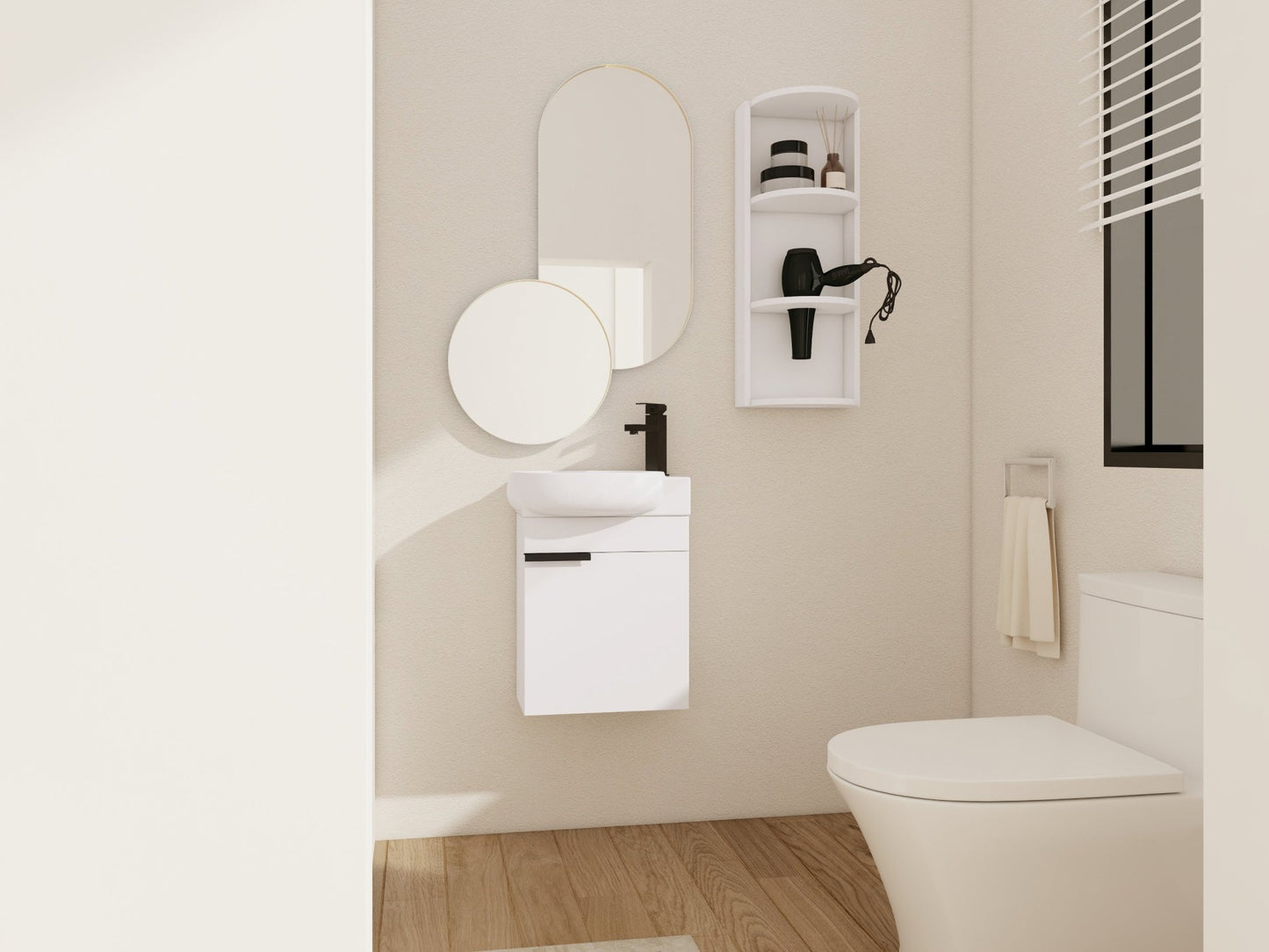 Soft Close Doors Bathroom Vanity With Sink and Storage Rack,16 Inch For Small Bathroom - 1st Choice Furniture Direct