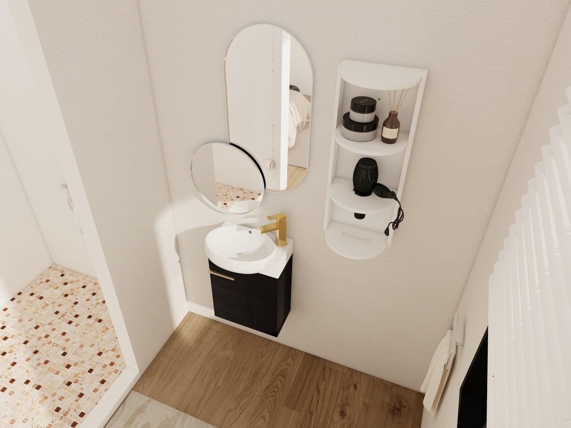 Soft Close Doors Bathroom Vanity With Sink and Storage Rack,16 Inch For Small Bathroom - 1st Choice Furniture Direct