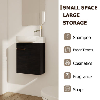 Soft Close Doors Bathroom Vanity With Sink and Storage Rack,16 Inch For Small Bathroom - 1st Choice Furniture Direct