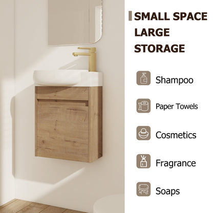 Soft Close Doors Bathroom Vanity With Sink and Storage Rack,16 Inch For Small Bathroom - 1st Choice Furniture Direct