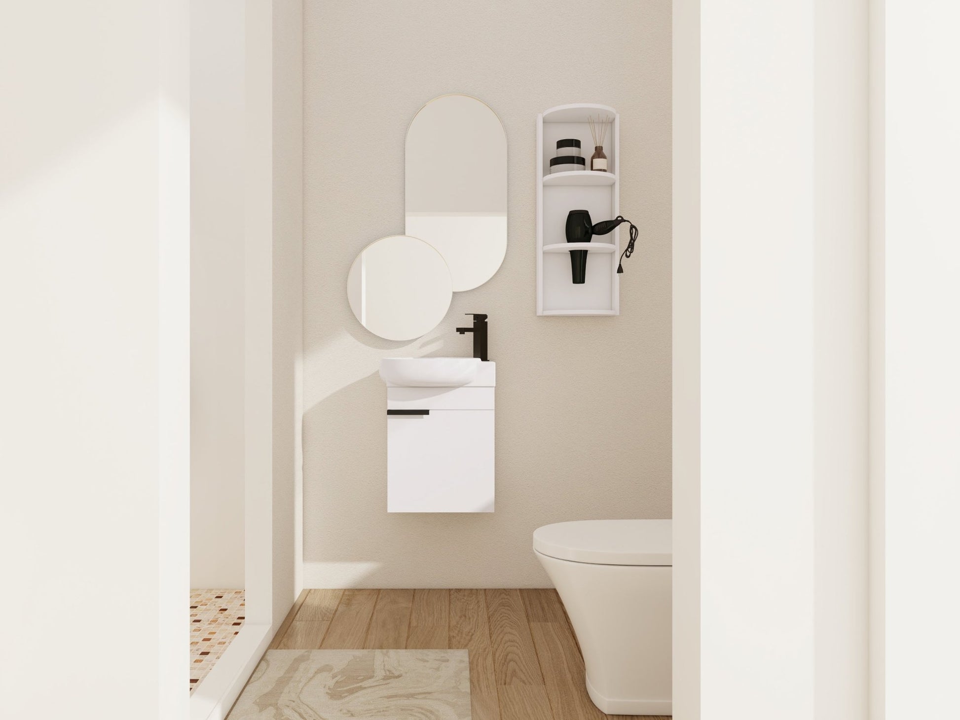Soft Close Doors Bathroom Vanity With Sink and Storage Rack,16 Inch For Small Bathroom - 1st Choice Furniture Direct