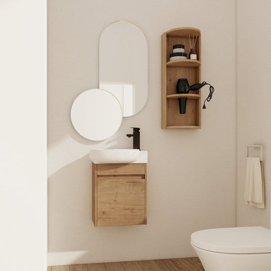 Soft Close Doors Bathroom Vanity With Sink and Storage Rack,16 Inch For Small Bathroom - 1st Choice Furniture Direct