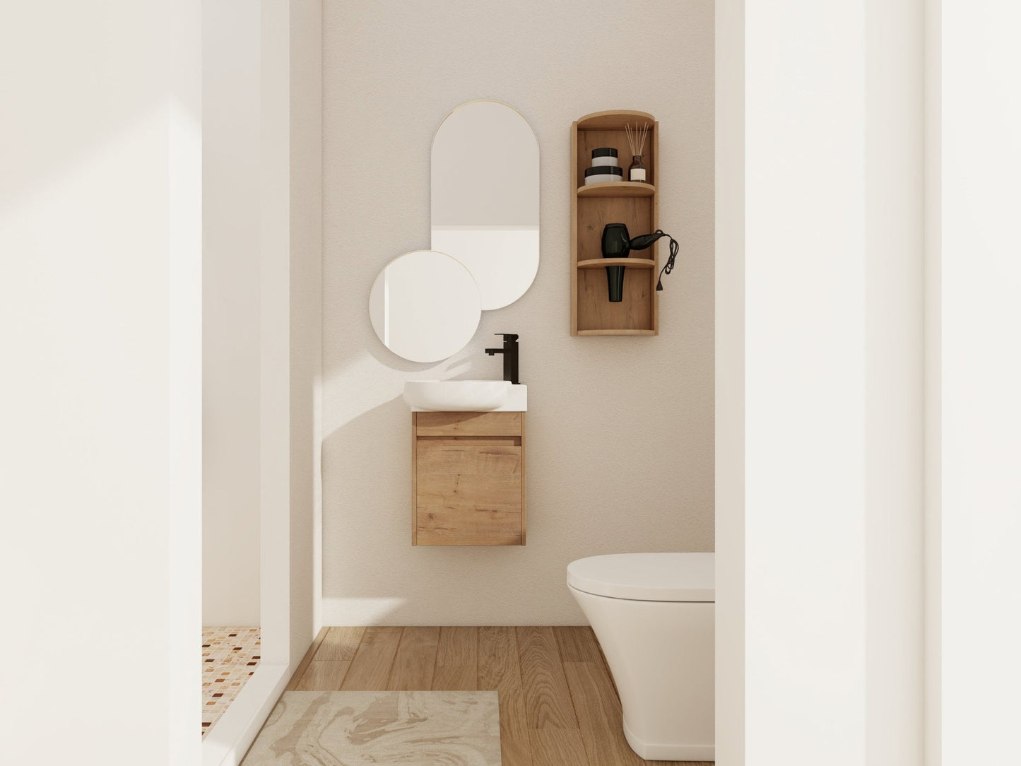 Soft Close Doors Bathroom Vanity With Sink and Storage Rack,16 Inch For Small Bathroom - 1st Choice Furniture Direct