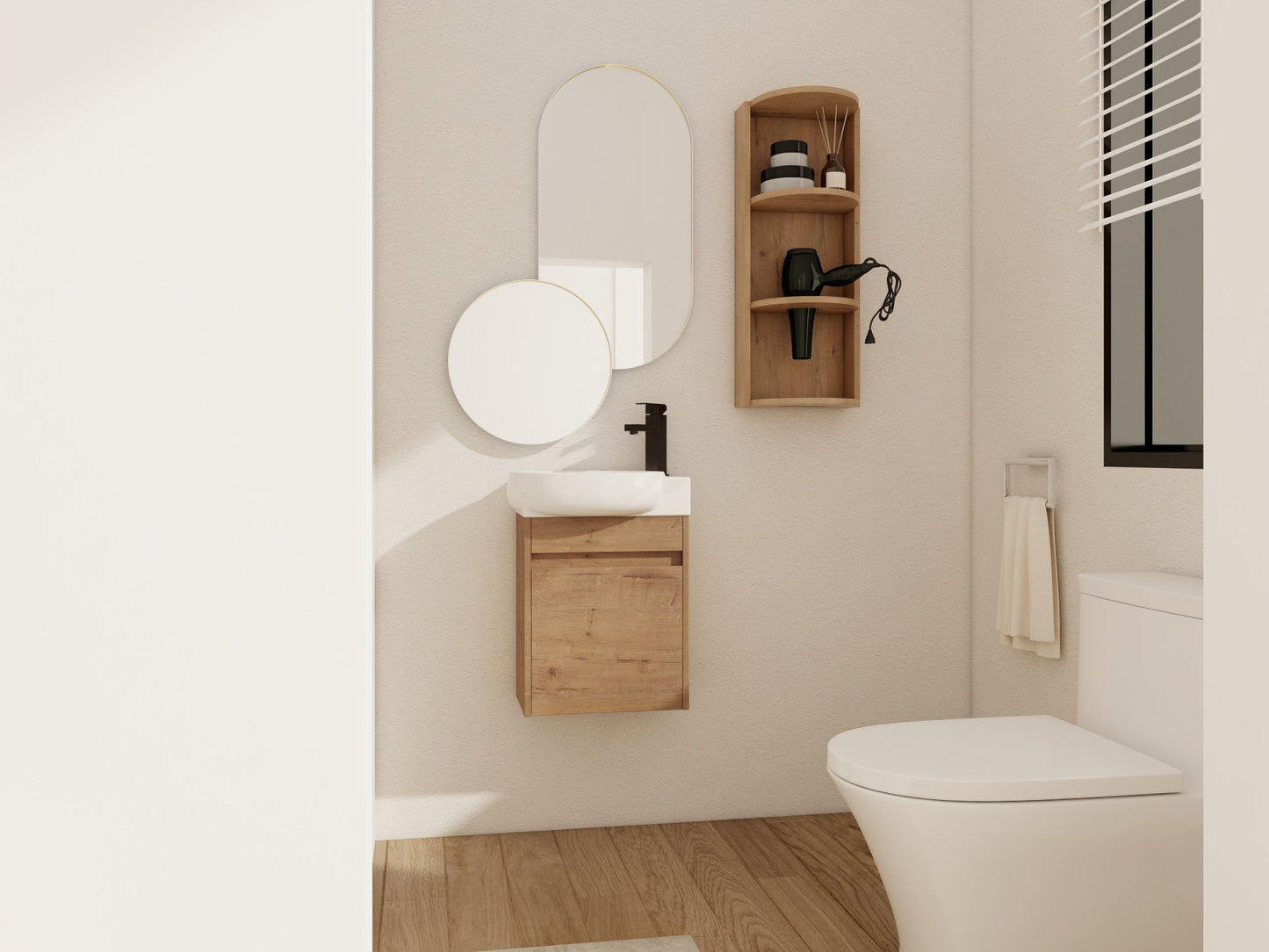Soft Close Doors Bathroom Vanity With Sink and Storage Rack,16 Inch For Small Bathroom - 1st Choice Furniture Direct