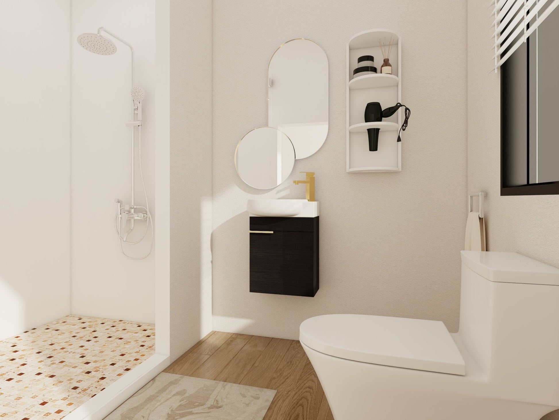 Soft Close Doors Bathroom Vanity With Sink and Storage Rack,16 Inch For Small Bathroom - 1st Choice Furniture Direct