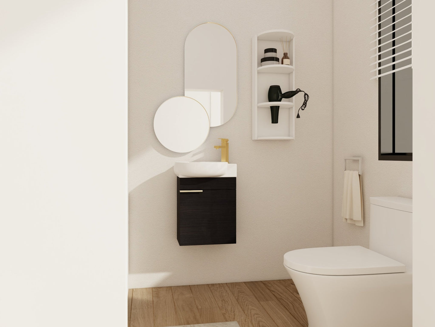Soft Close Doors Bathroom Vanity With Sink and Storage Rack,16 Inch For Small Bathroom - 1st Choice Furniture Direct