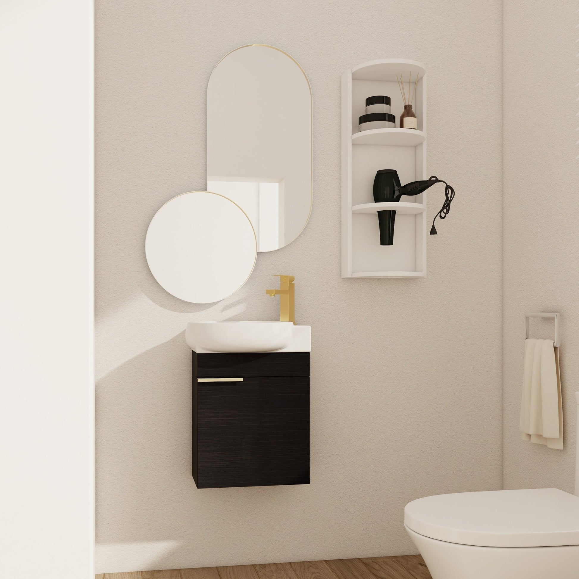 Soft Close Doors Bathroom Vanity With Sink and Storage Rack,16 Inch For Small Bathroom - 1st Choice Furniture Direct