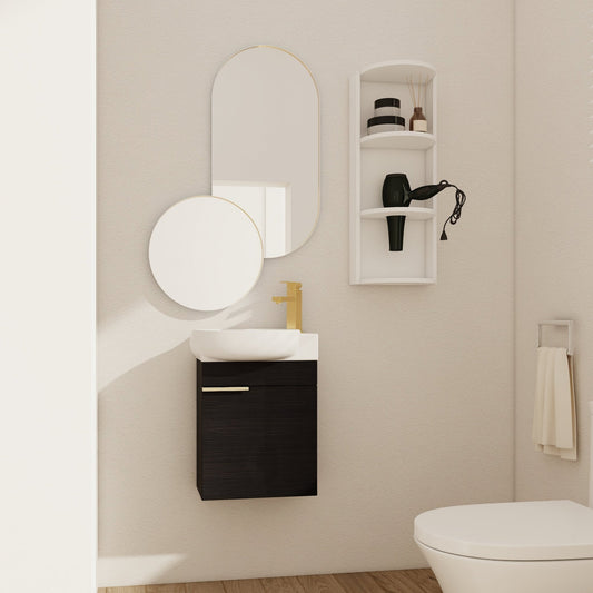 Soft Close Doors Bathroom Vanity With Sink and Storage Rack,16 Inch For Small Bathroom - 1st Choice Furniture Direct