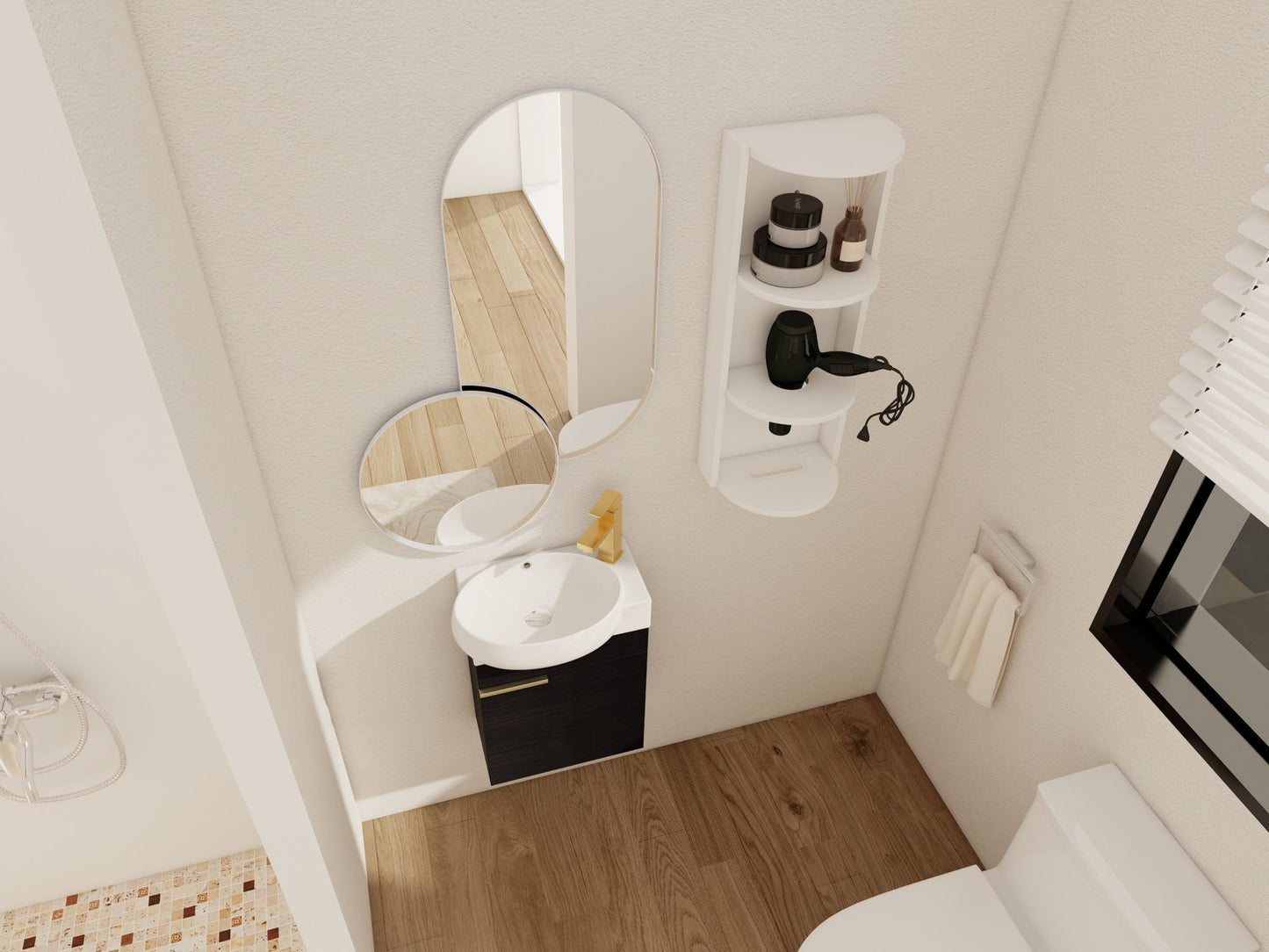 Soft Close Doors Bathroom Vanity With Sink and Storage Rack,16 Inch For Small Bathroom - 1st Choice Furniture Direct