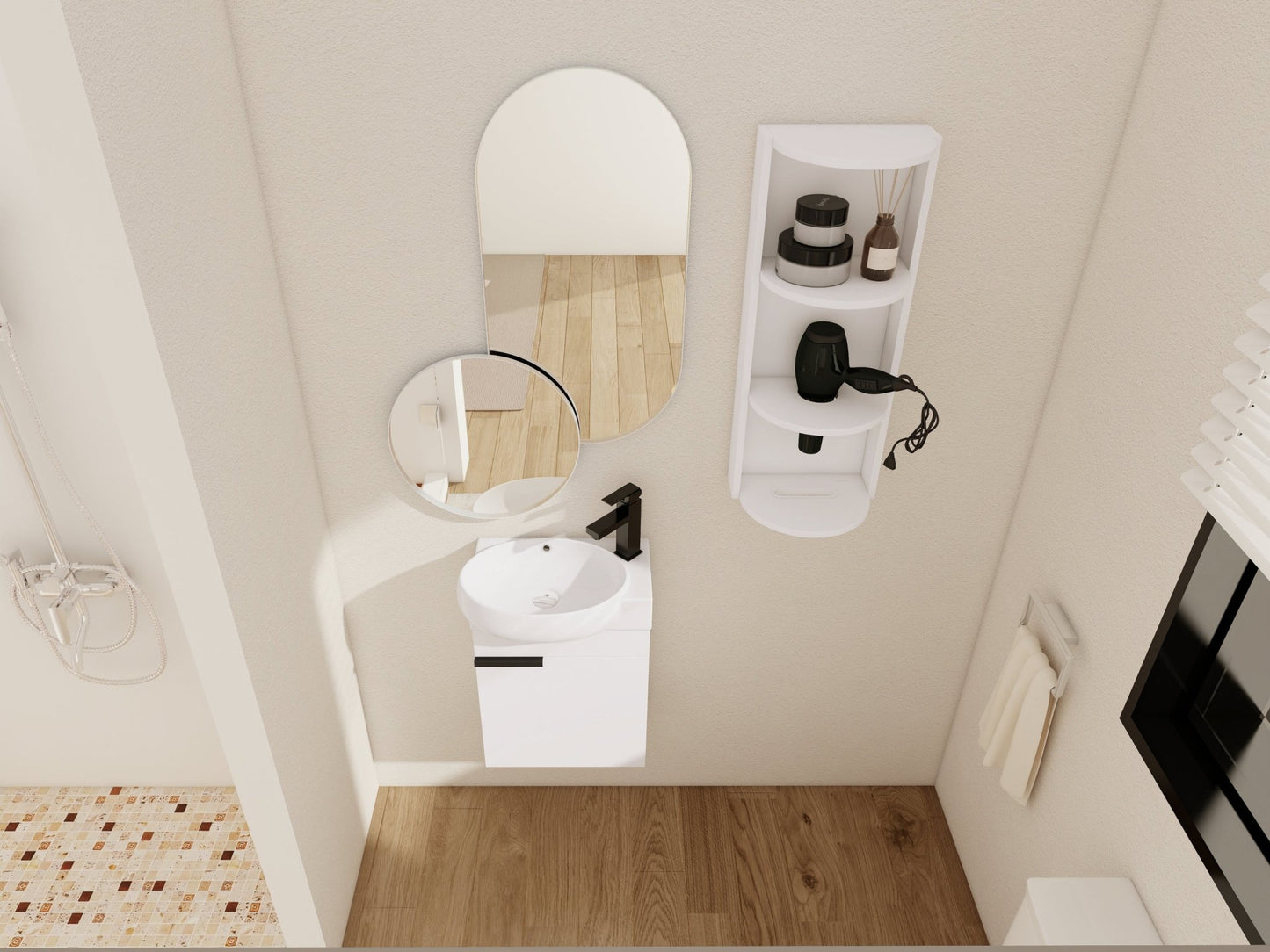 Soft Close Doors Bathroom Vanity With Sink and Storage Rack,16 Inch For Small Bathroom - 1st Choice Furniture Direct