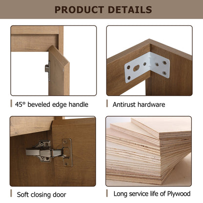 Soft Close Doors Bathroom Vanity With Sink and Storage Rack,16 Inch For Small Bathroom - 1st Choice Furniture Direct