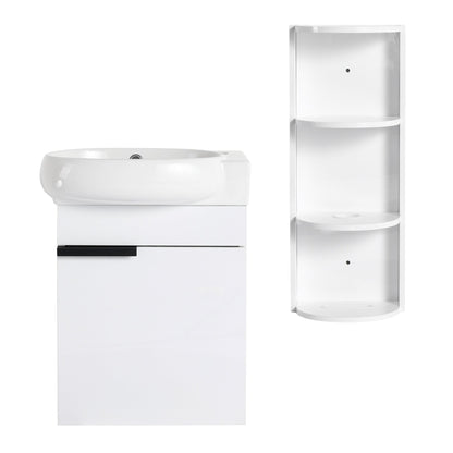 Soft Close Doors Bathroom Vanity With Sink and Storage Rack,16 Inch For Small Bathroom - 1st Choice Furniture Direct