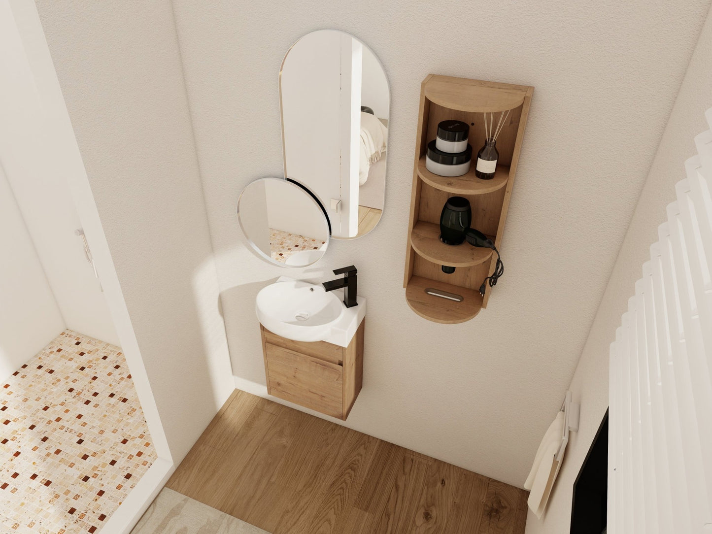 Soft Close Doors Bathroom Vanity With Sink and Storage Rack,16 Inch For Small Bathroom - 1st Choice Furniture Direct
