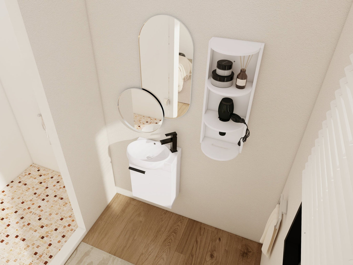 Soft Close Doors Bathroom Vanity With Sink and Storage Rack,16 Inch For Small Bathroom - 1st Choice Furniture Direct