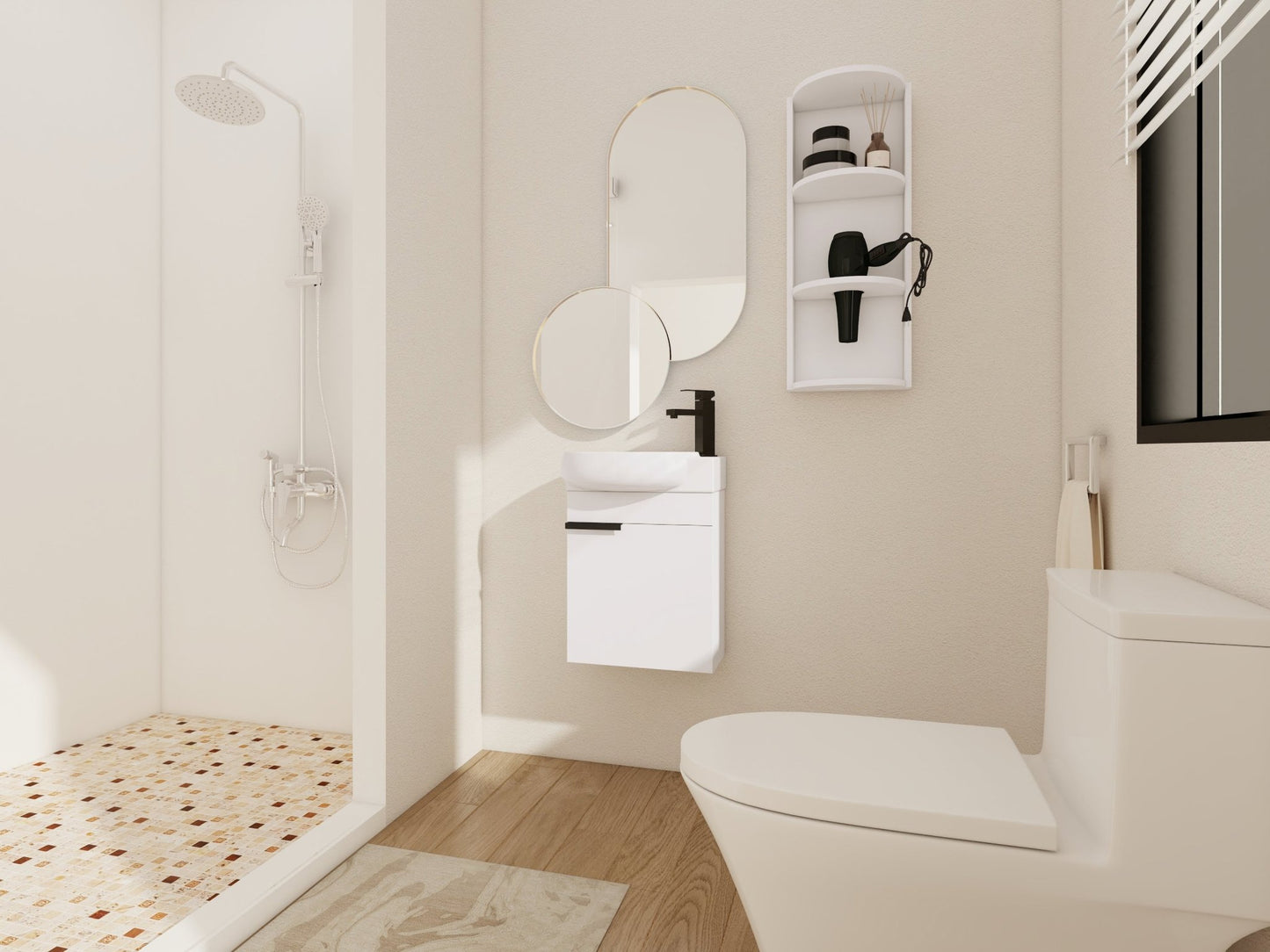 Soft Close Doors Bathroom Vanity With Sink and Storage Rack,16 Inch For Small Bathroom - 1st Choice Furniture Direct