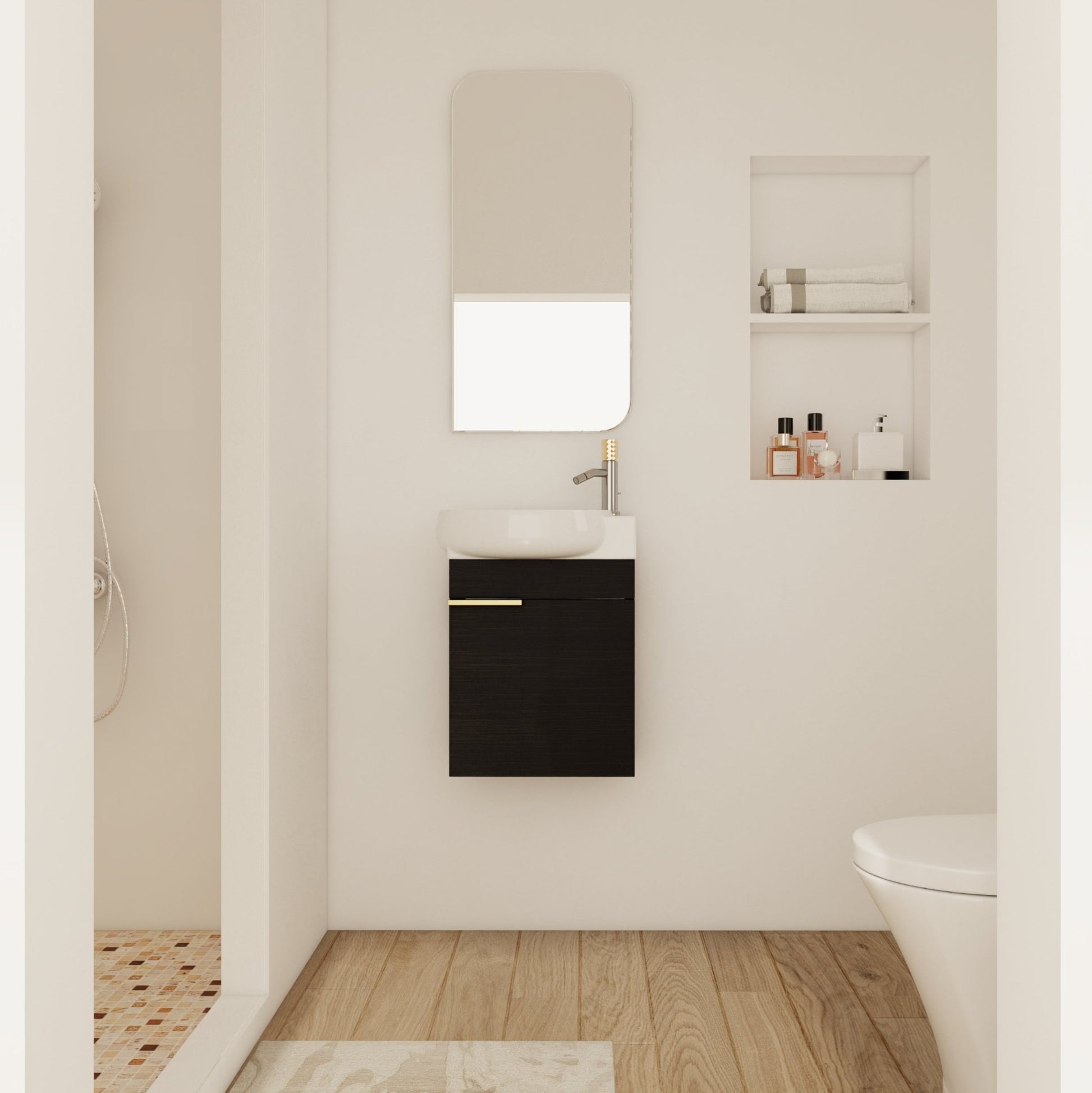 Soft Close Doors Bathroom Vanity With Sink,16 Inch For Small Bathroom - 1st Choice Furniture Direct