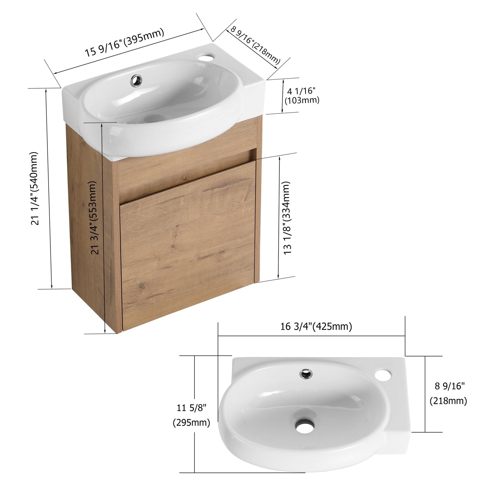 Soft Close Doors Bathroom Vanity With Sink,16 Inch For Small Bathroom - 1st Choice Furniture Direct