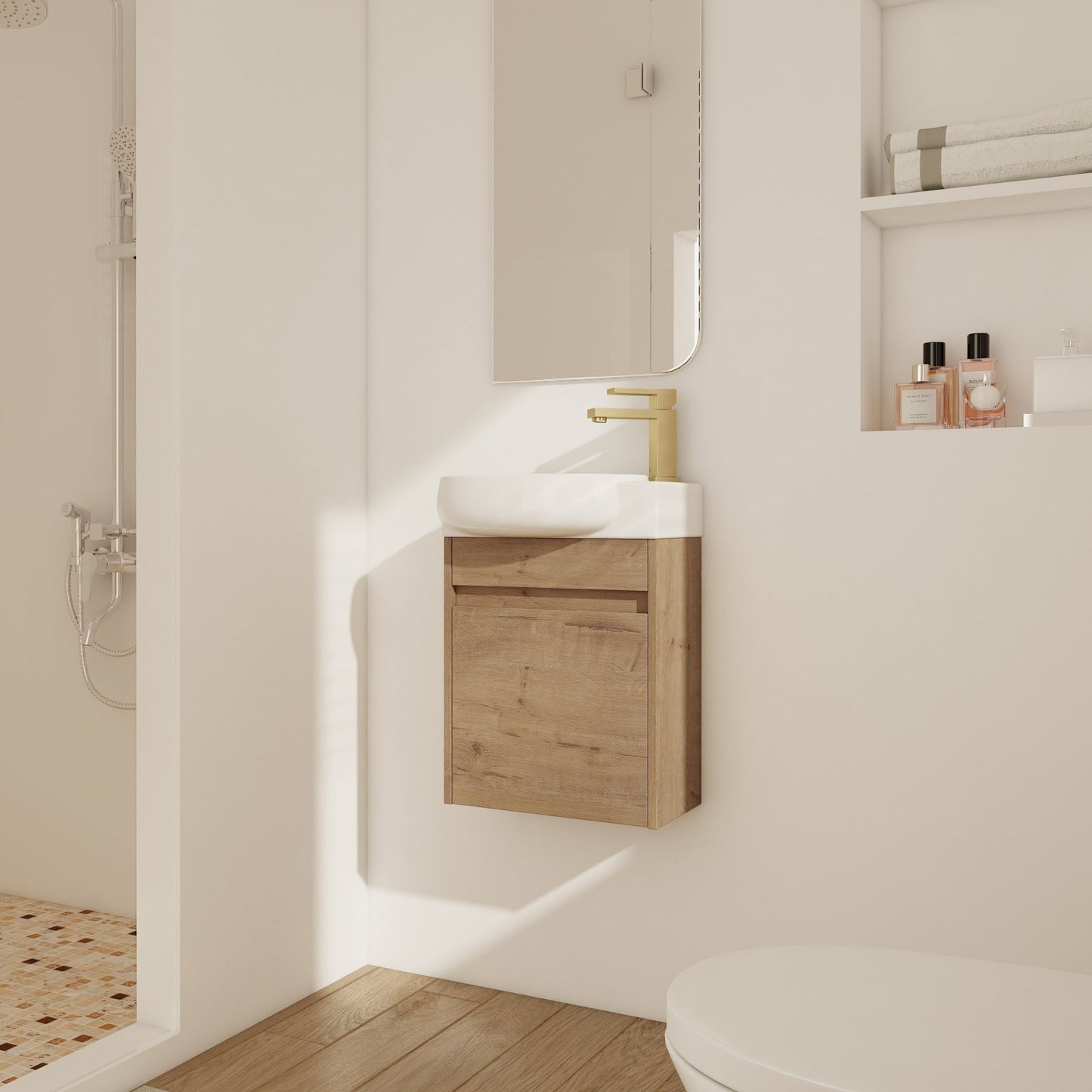 Soft Close Doors Bathroom Vanity With Sink,16 Inch For Small Bathroom - 1st Choice Furniture Direct