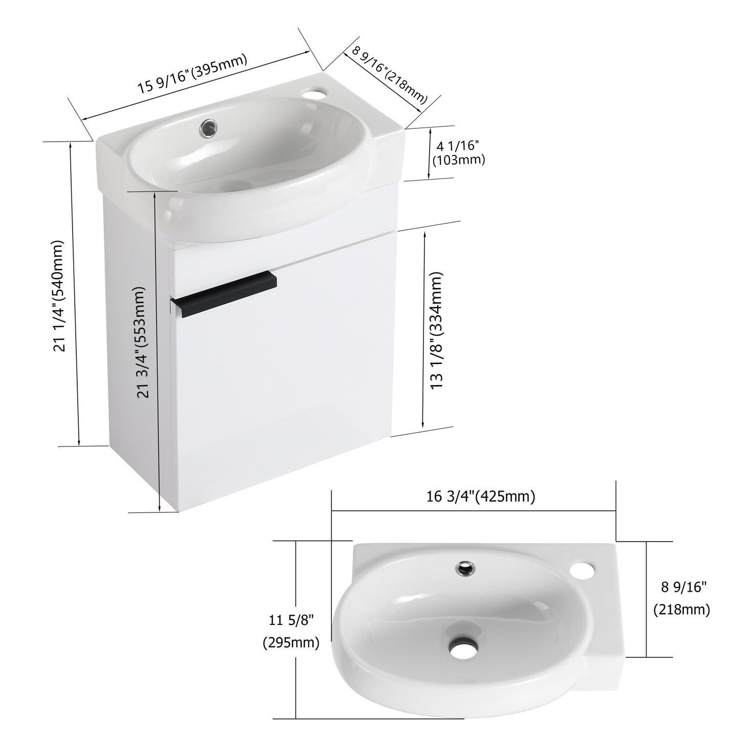 Soft Close Doors Bathroom Vanity With Sink,16 Inch For Small Bathroom - 1st Choice Furniture Direct