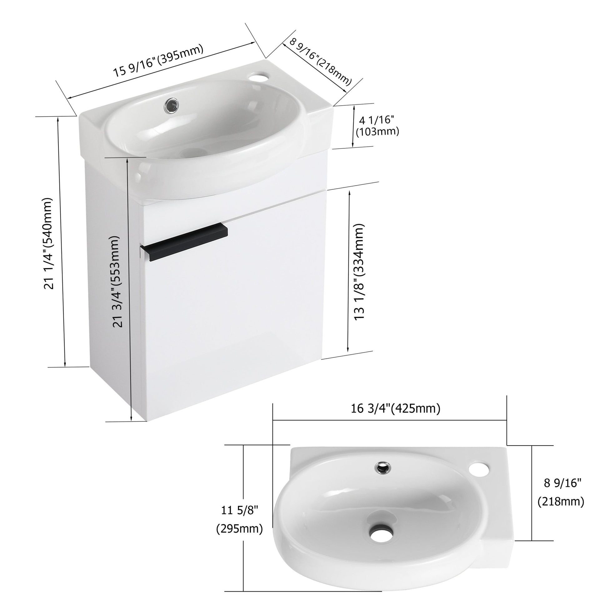 Soft Close Doors Bathroom Vanity With Sink,16 Inch For Small Bathroom - 1st Choice Furniture Direct