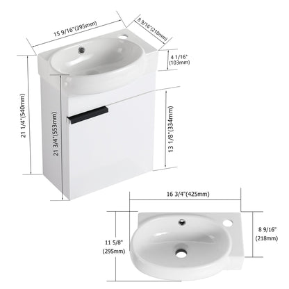Soft Close Doors Bathroom Vanity With Sink,16 Inch For Small Bathroom - 1st Choice Furniture Direct