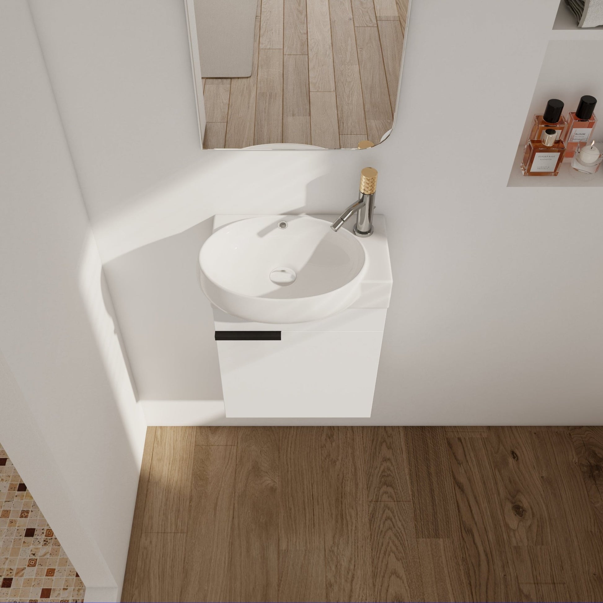 Soft Close Doors Bathroom Vanity With Sink,16 Inch For Small Bathroom - 1st Choice Furniture Direct