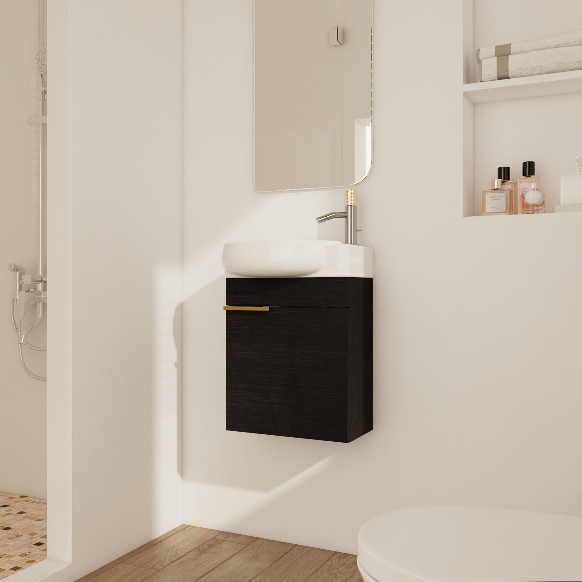 Soft Close Doors Bathroom Vanity With Sink,16 Inch For Small Bathroom - 1st Choice Furniture Direct
