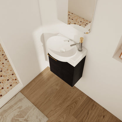 Soft Close Doors Bathroom Vanity With Sink,16 Inch For Small Bathroom - 1st Choice Furniture Direct