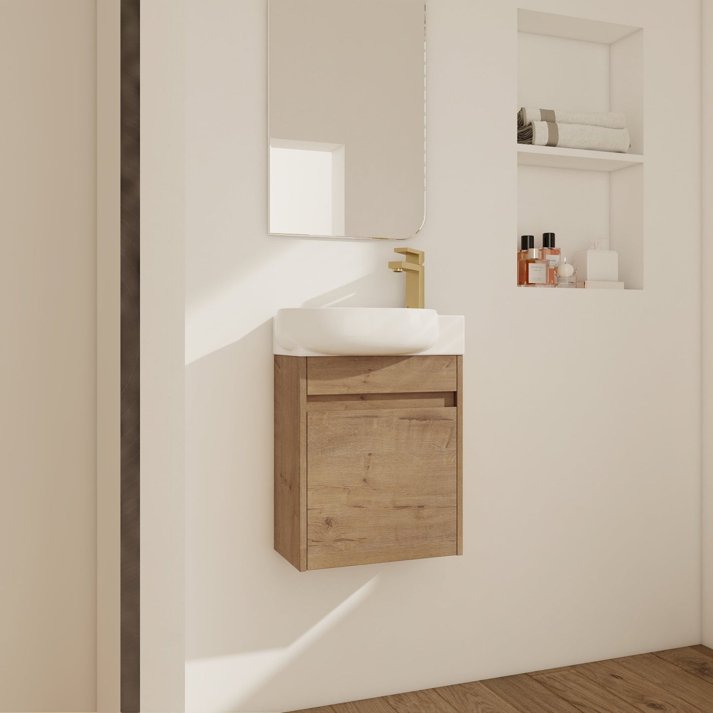 Soft Close Doors Bathroom Vanity With Sink,16 Inch For Small Bathroom - 1st Choice Furniture Direct