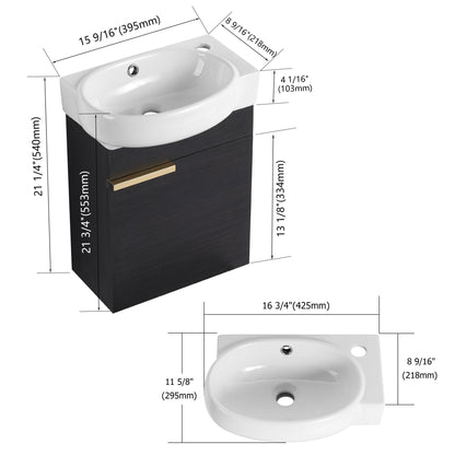 Soft Close Doors Bathroom Vanity With Sink,16 Inch For Small Bathroom - 1st Choice Furniture Direct