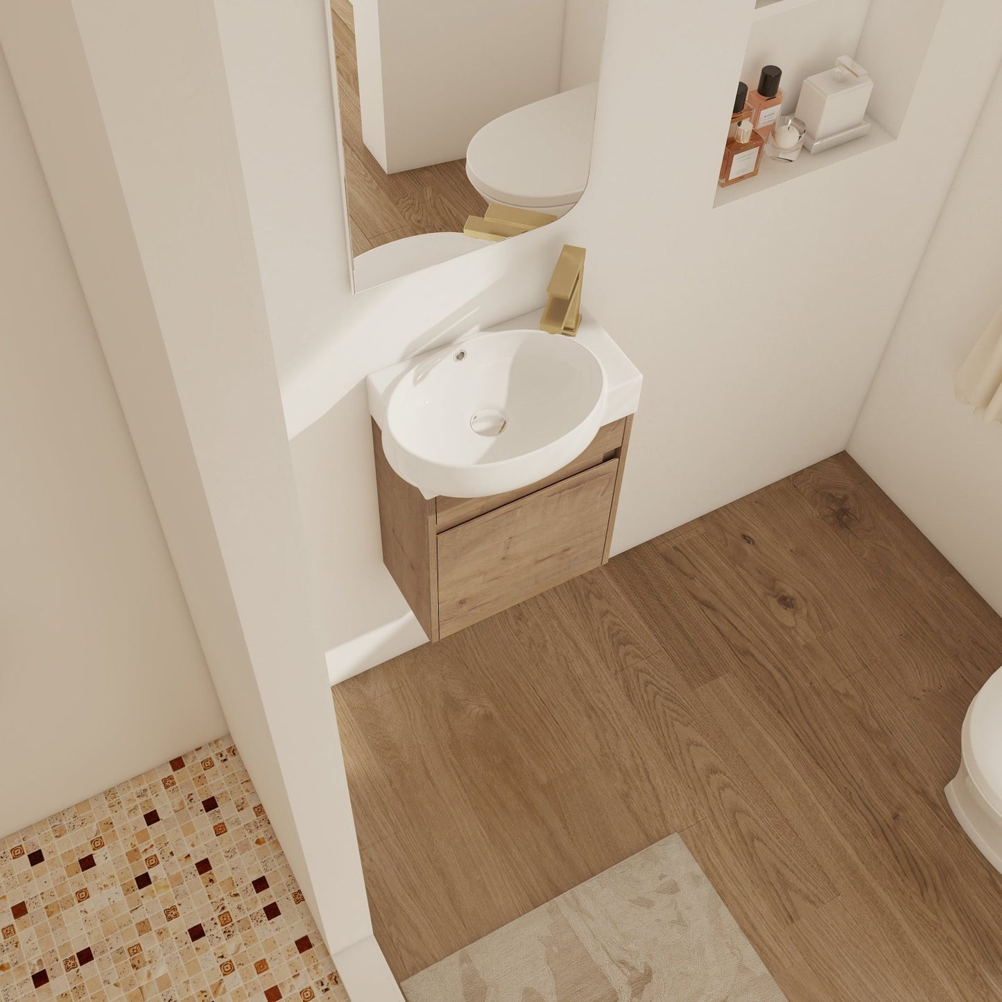 Soft Close Doors Bathroom Vanity With Sink,16 Inch For Small Bathroom - 1st Choice Furniture Direct