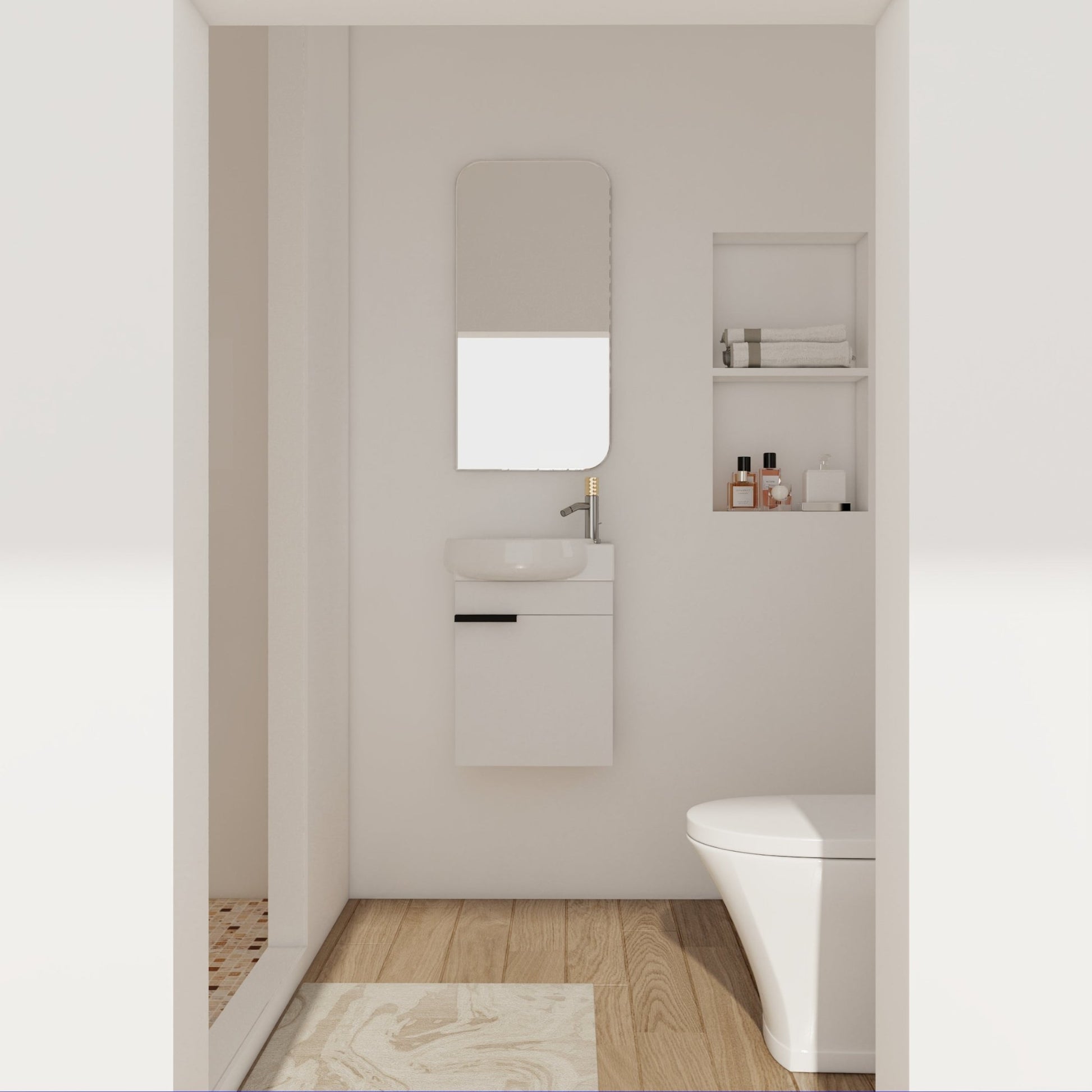 Soft Close Doors Bathroom Vanity With Sink,16 Inch For Small Bathroom - 1st Choice Furniture Direct