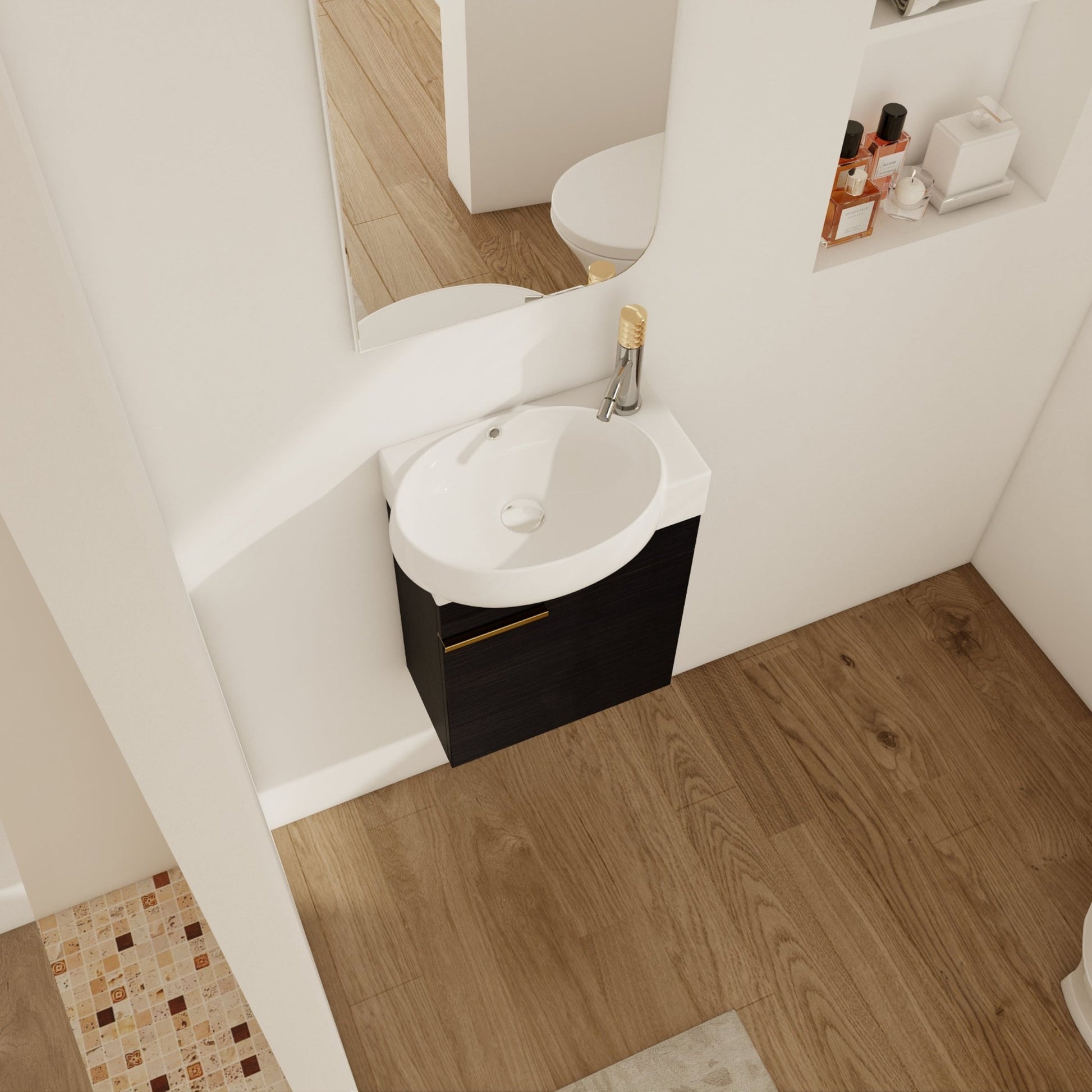 Soft Close Doors Bathroom Vanity With Sink,16 Inch For Small Bathroom - 1st Choice Furniture Direct