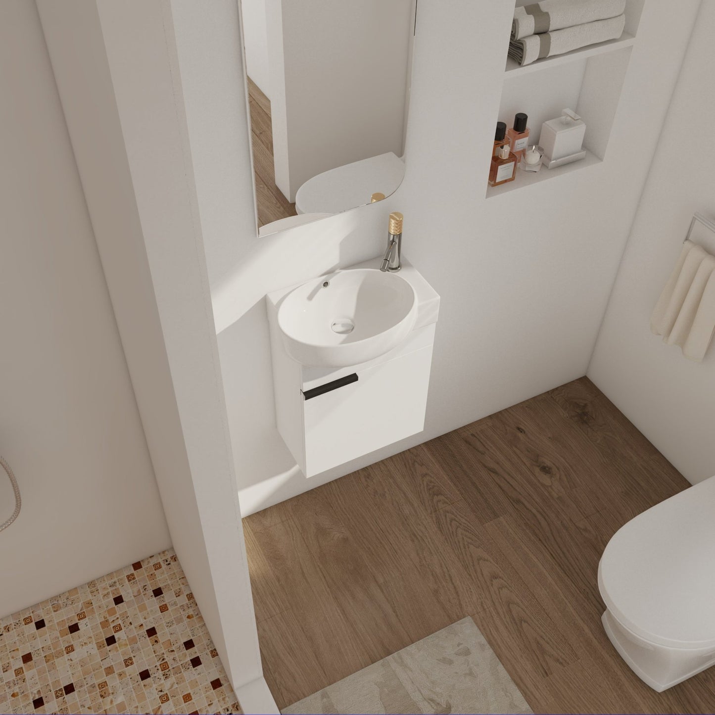 Soft Close Doors Bathroom Vanity With Sink,16 Inch For Small Bathroom - 1st Choice Furniture Direct