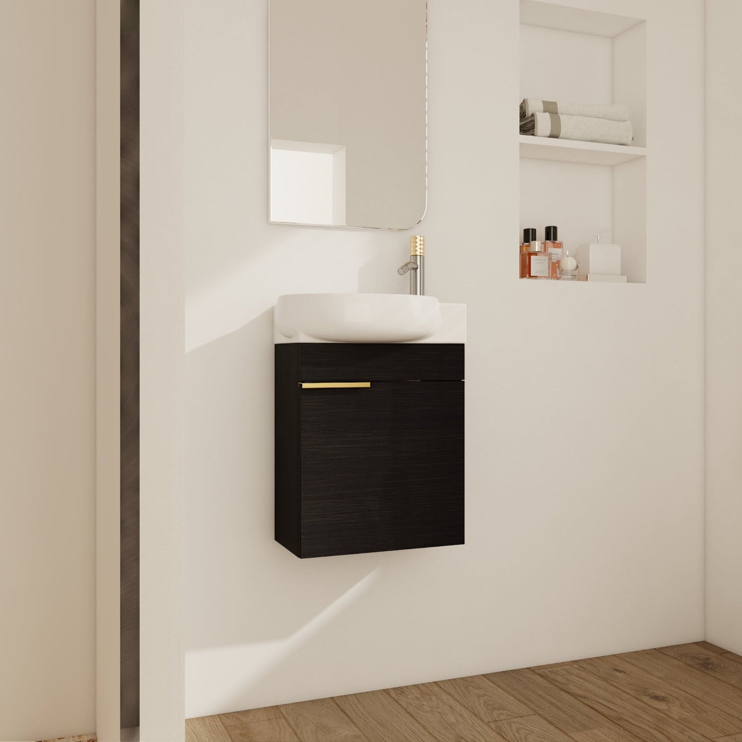 Soft Close Doors Bathroom Vanity With Sink,16 Inch For Small Bathroom - 1st Choice Furniture Direct