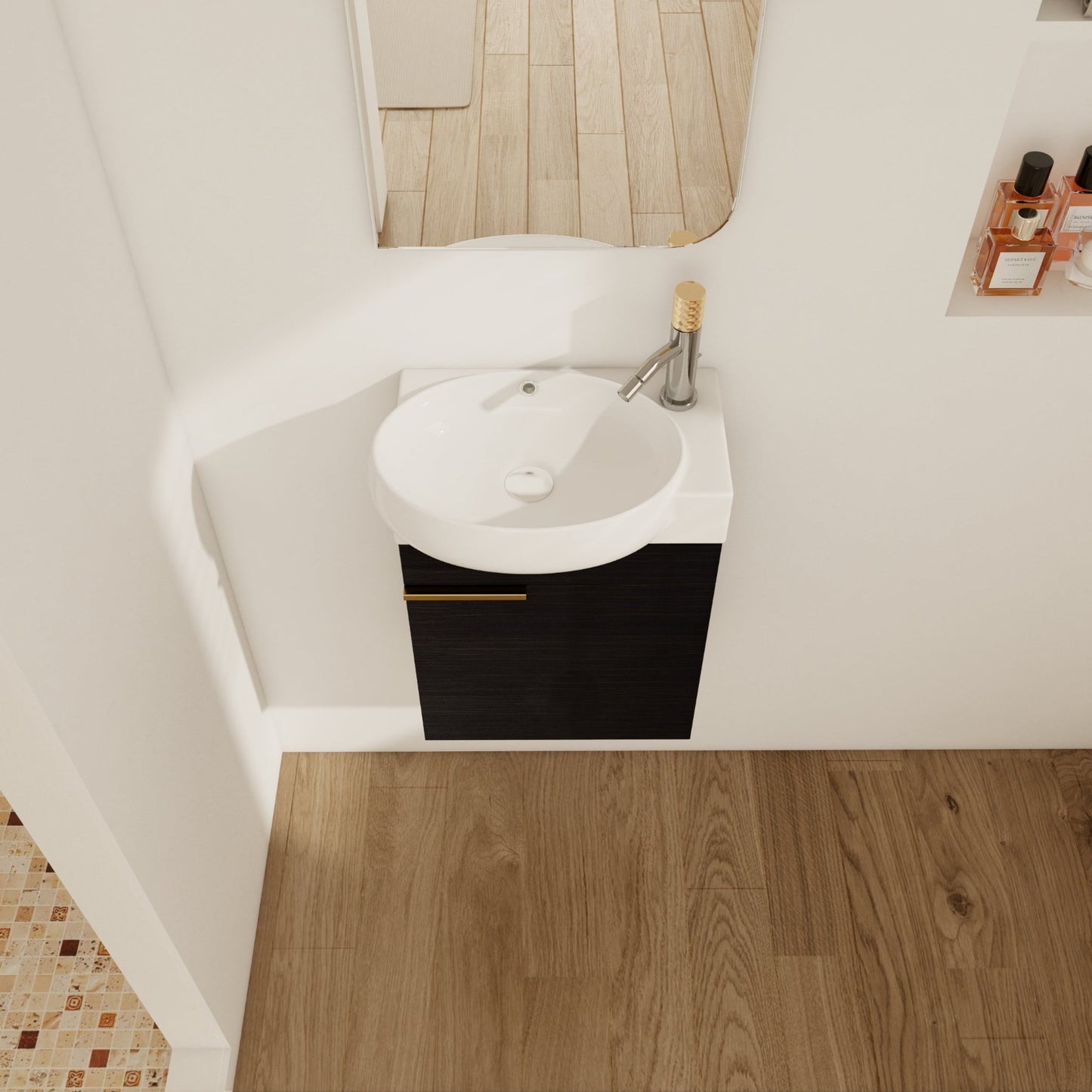 Soft Close Doors Bathroom Vanity With Sink,16 Inch For Small Bathroom - 1st Choice Furniture Direct