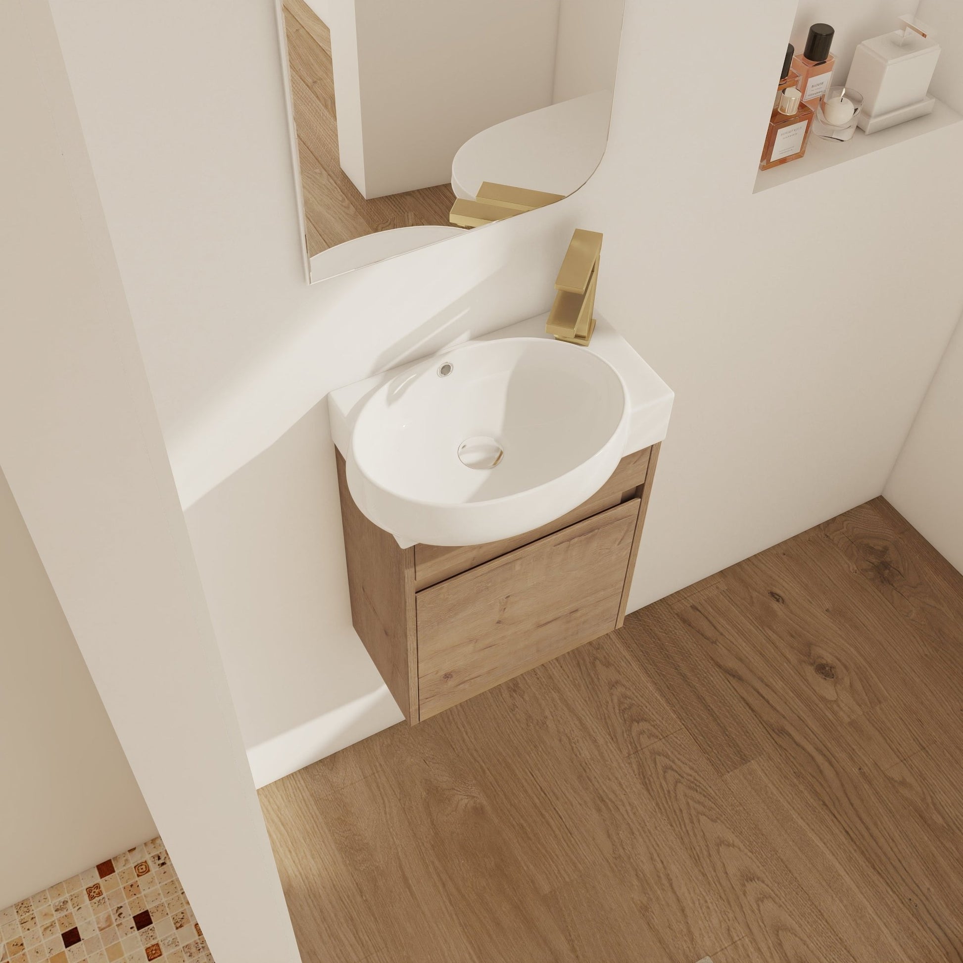 Soft Close Doors Bathroom Vanity With Sink,16 Inch For Small Bathroom - 1st Choice Furniture Direct