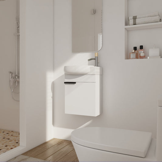 Soft Close Doors Bathroom Vanity With Sink,16 Inch For Small Bathroom - 1st Choice Furniture Direct