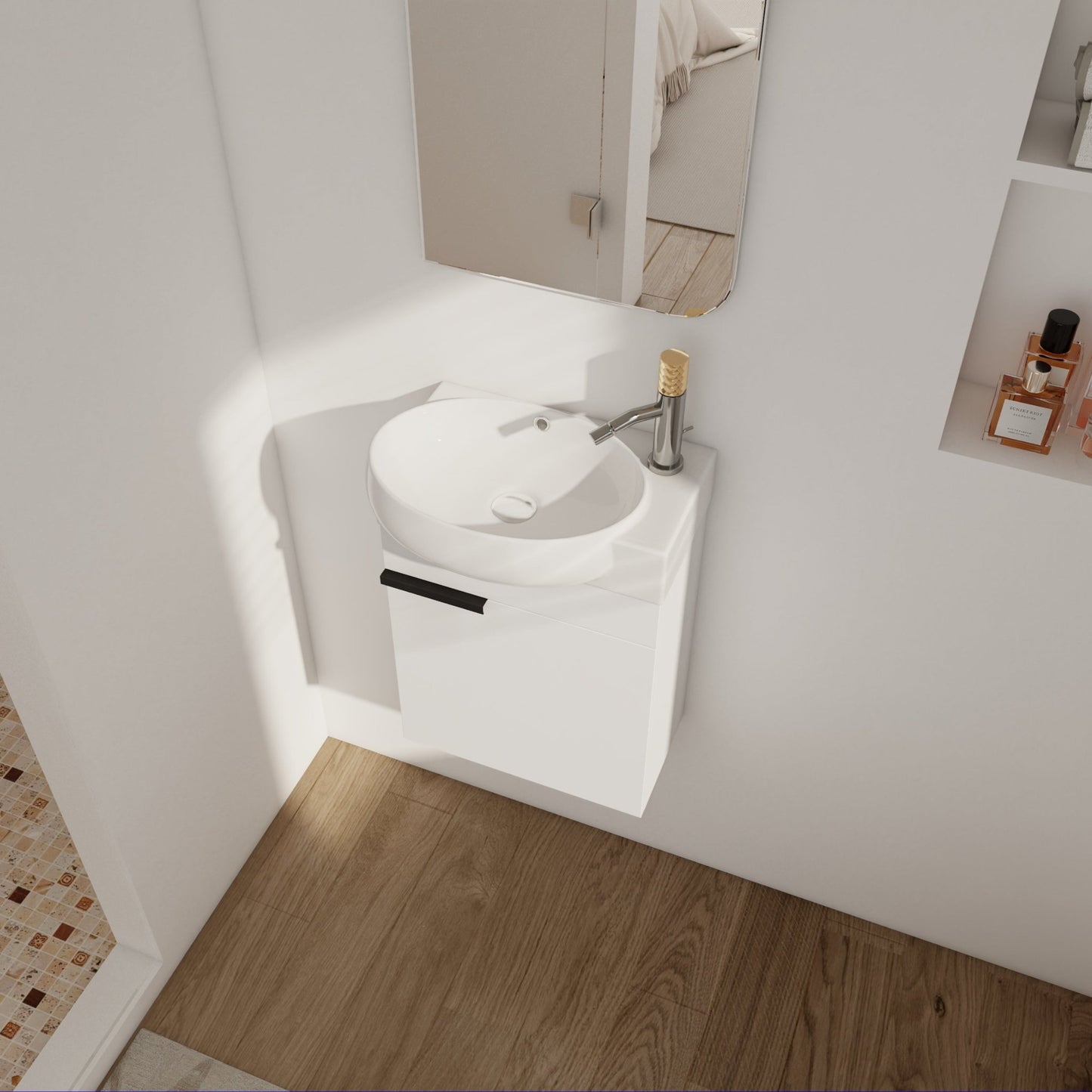 Soft Close Doors Bathroom Vanity With Sink,16 Inch For Small Bathroom - 1st Choice Furniture Direct