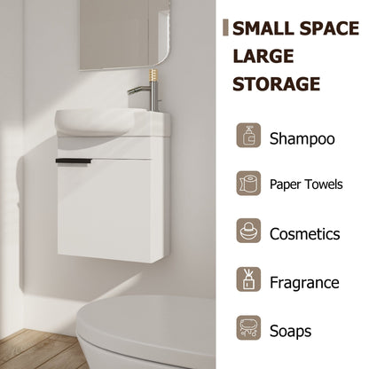 Soft Close Doors Bathroom Vanity With Sink,16 Inch For Small Bathroom - 1st Choice Furniture Direct