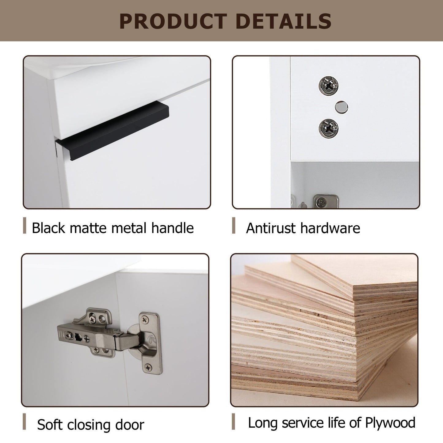 Soft Close Doors Bathroom Vanity With Sink,16 Inch For Small Bathroom - 1st Choice Furniture Direct