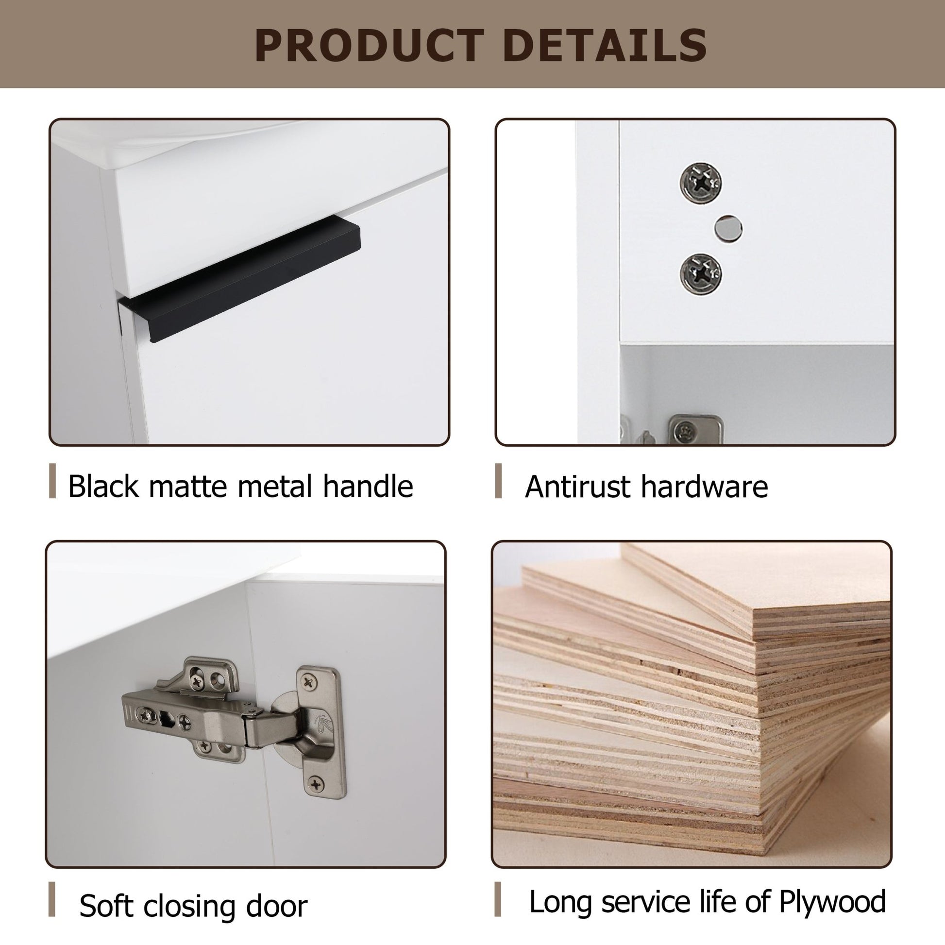Soft Close Doors Bathroom Vanity With Sink,16 Inch For Small Bathroom - 1st Choice Furniture Direct