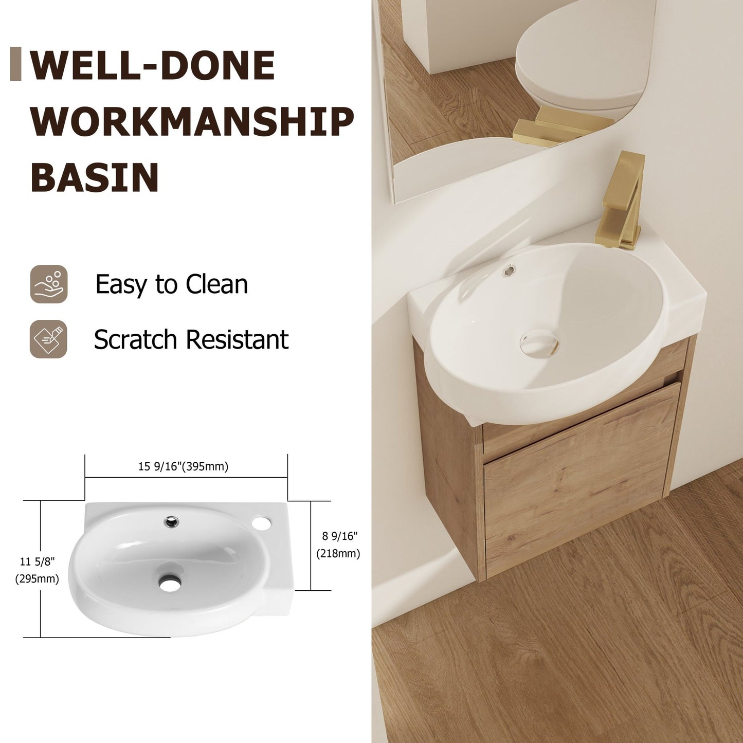 Soft Close Doors Bathroom Vanity With Sink,16 Inch For Small Bathroom - 1st Choice Furniture Direct