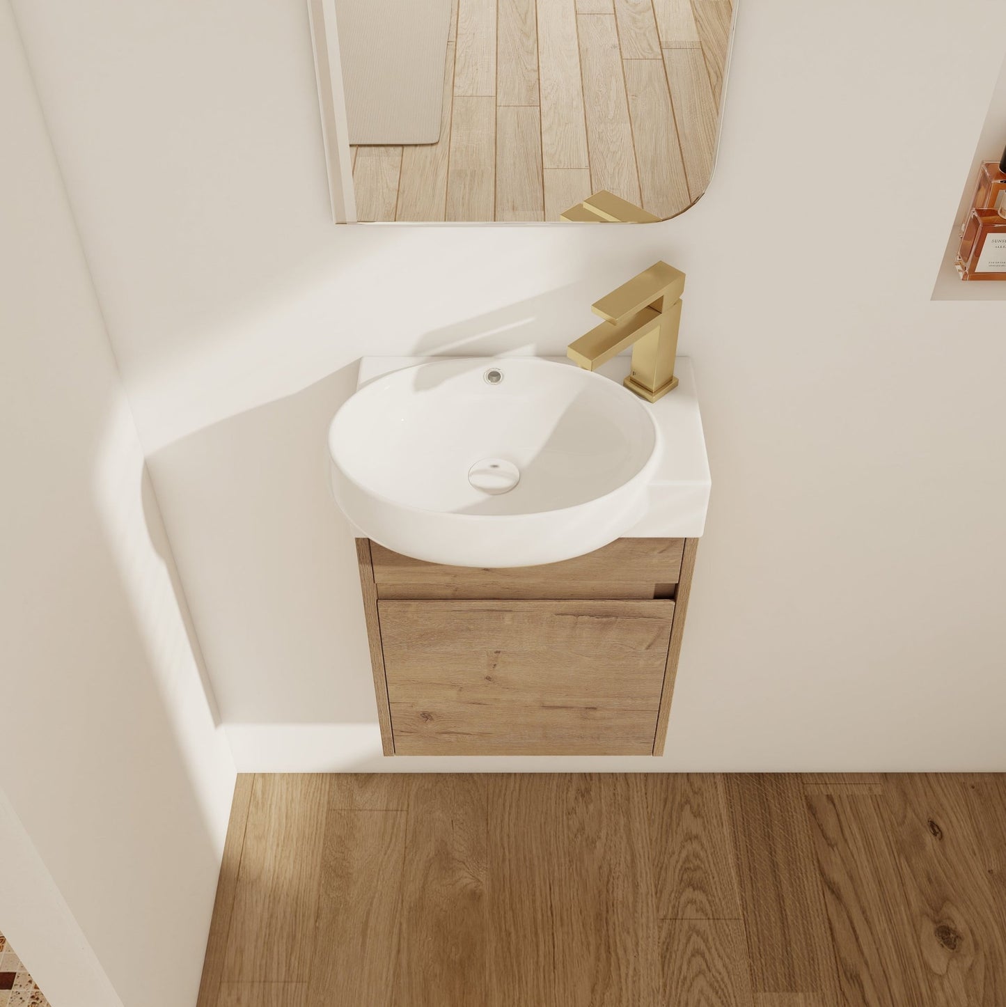 Soft Close Doors Bathroom Vanity With Sink,16 Inch For Small Bathroom - 1st Choice Furniture Direct