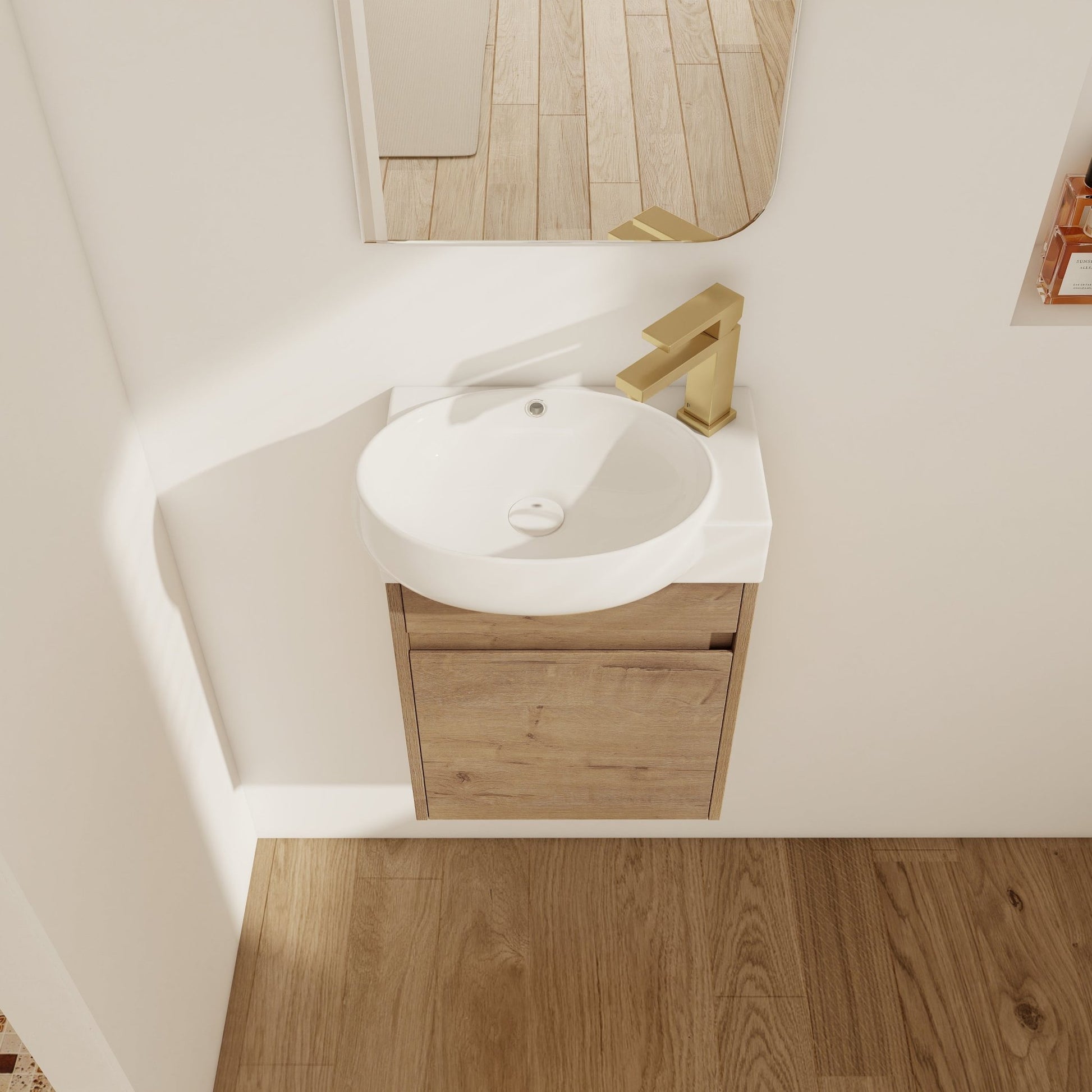 Soft Close Doors Bathroom Vanity With Sink,16 Inch For Small Bathroom - 1st Choice Furniture Direct